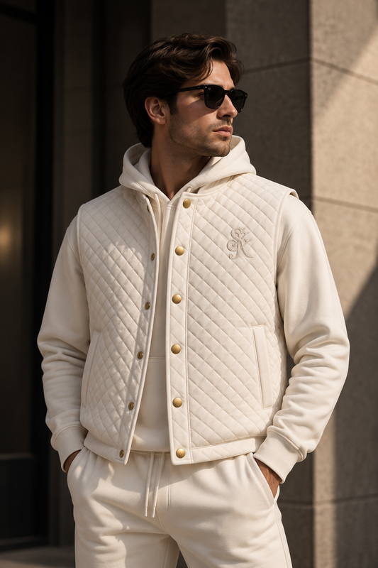 The SYK Quilted Vest - White/ivory