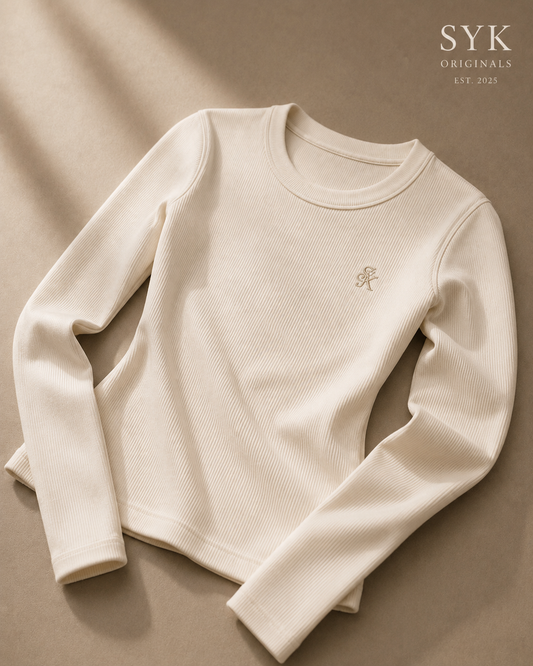 SYK Women’s Rib Long Sleeve – Cream