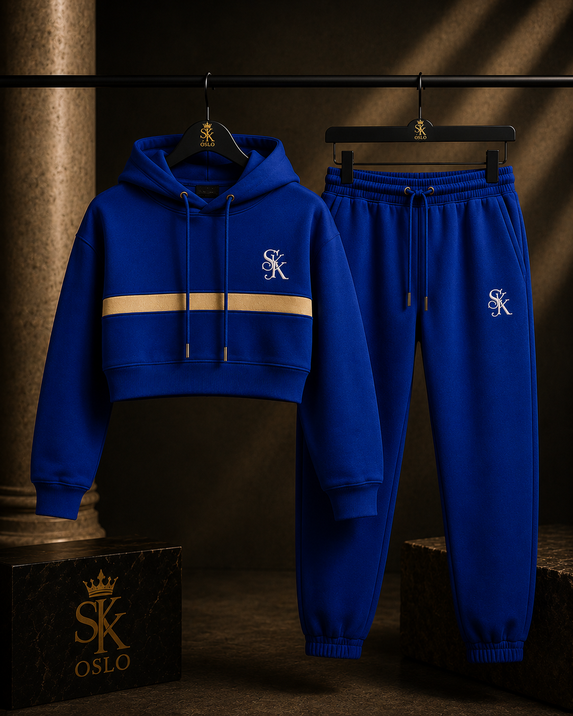 Royal Blue Gold Cropped Set