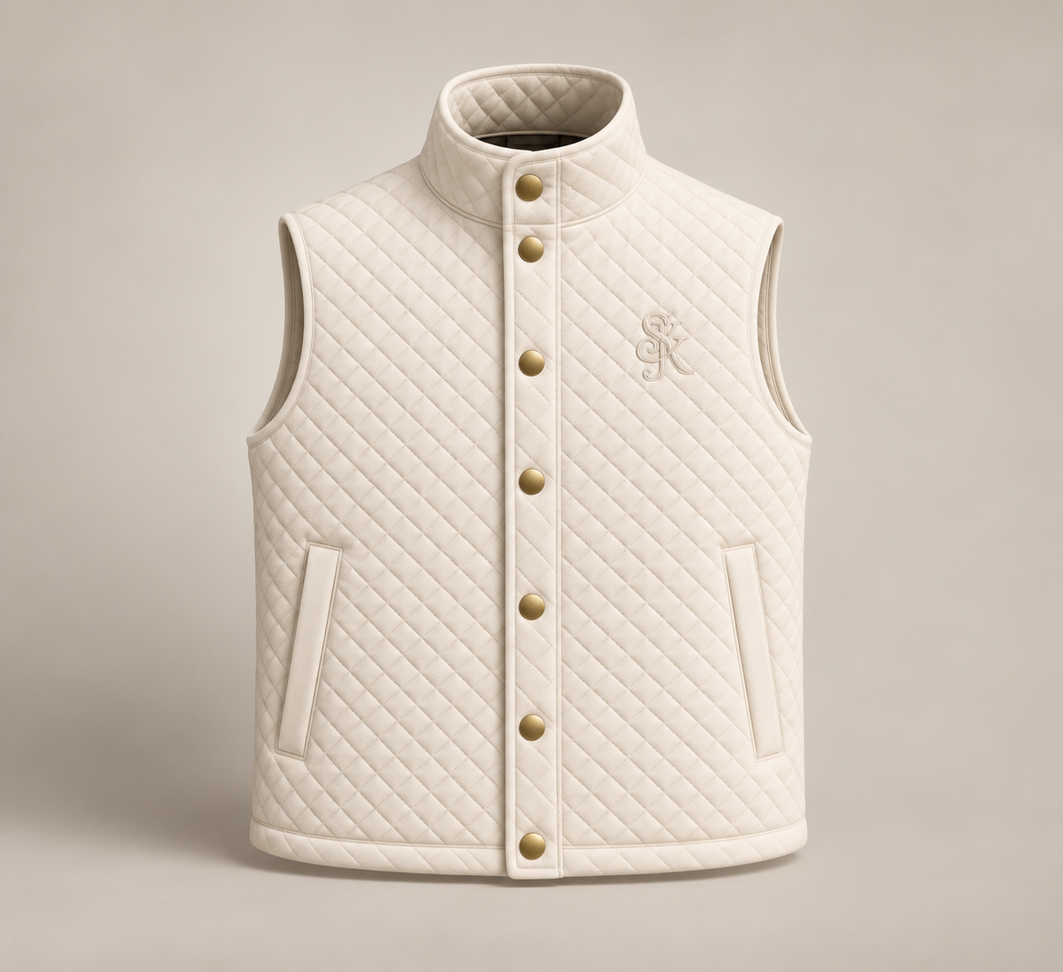 The SYK Quilted Vest - White/ivory