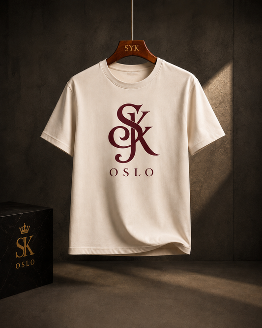 SYK OSLO Tee – Cream/Burgundy